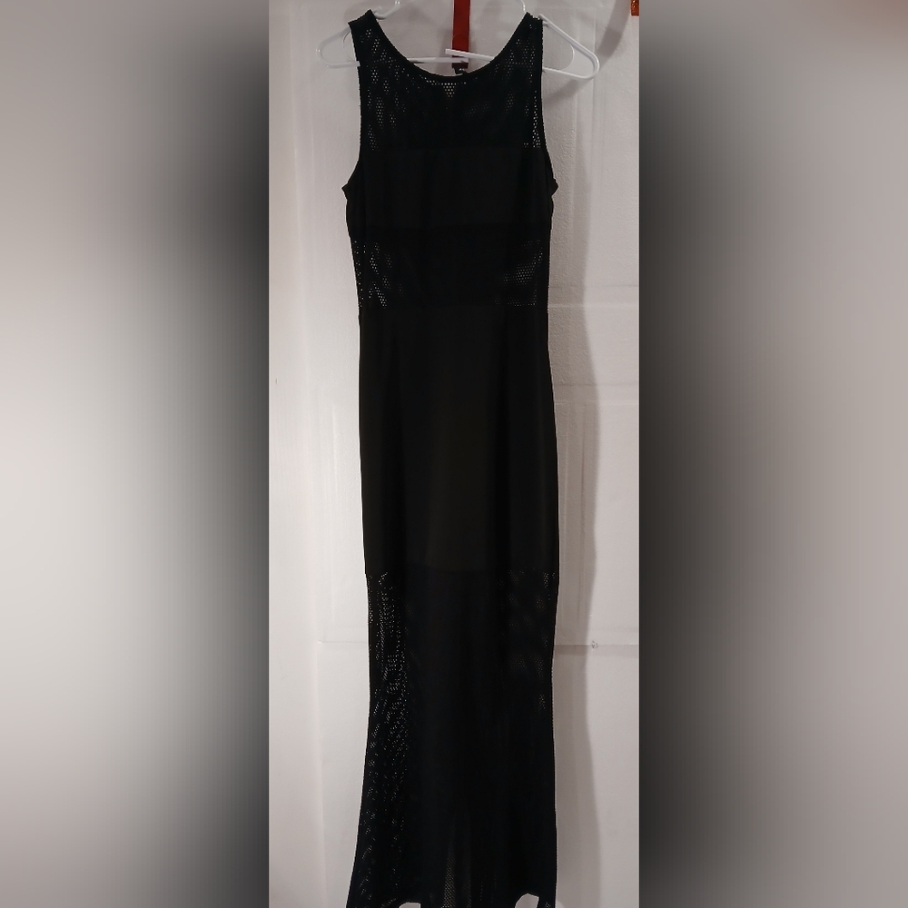 San Joy Black Mesh Maxi Dress